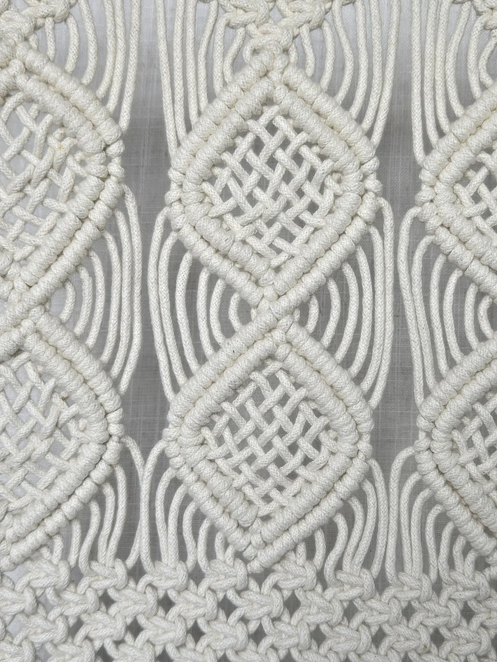 Set of Two Handwoven Macramé Wall Hangings Natural Cream Cotton On Wooden Dowels